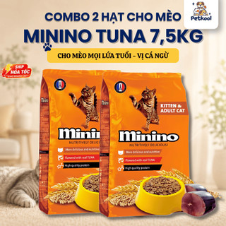 [COMBO] Thức Ăn Hạt Cho Mèo Minino Tuna Vị Cá Ngừ, Hạt Cho Mèo Con & Mèo Trưởng Thành 7.5kg Bao Xá Pet Kool