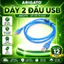 Dây USB 2 Đầu Đực 1.5M Màu xanh Arigato Kết Nối Laptop PC Thiết Bị Ngoại Vi Tốc Độ Ổn Định