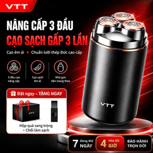 Máy Cạo Râu Điện VTT Bản Cao Cấp 3 Lưỡi Kép Thông Minh - Chống Nước Toàn Thân IPX7, Pin Trâu Tự Động Mài Lưỡi GT9-3D