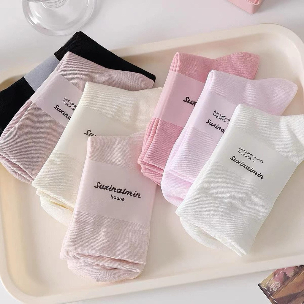Combo 5 đôi vớ tất trơn Hàn Quốc cao cấp chất cotton dày dặn thoáng khí thấm hút tốt MOHALI VC001