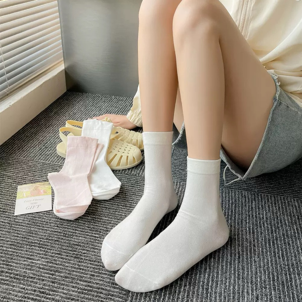 Combo 5 đôi vớ tất trơn Hàn Quốc cao cấp chất cotton dày dặn thoáng khí thấm hút tốt MOHALI VC001