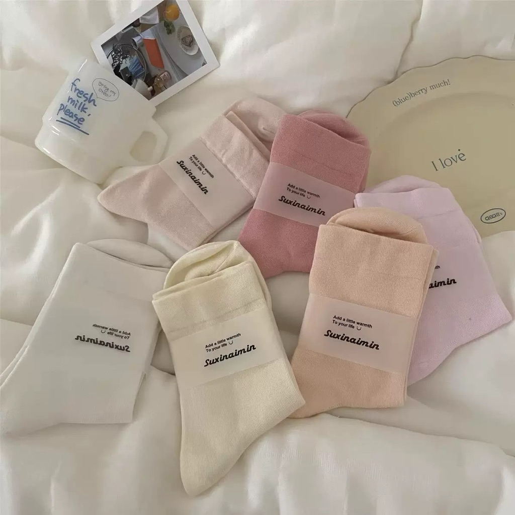 Combo 5 đôi vớ tất trơn Hàn Quốc cao cấp chất cotton dày dặn thoáng khí thấm hút tốt MOHALI VC001