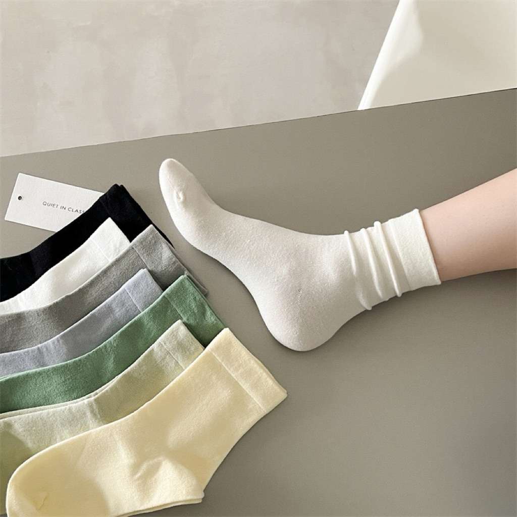 Combo 5 đôi vớ tất trơn Hàn Quốc cao cấp chất cotton dày dặn thoáng khí thấm hút tốt MOHALI VC001