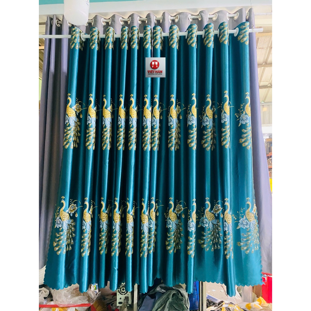 1 TẤM GẤM 3D CON CÔNG XANH KÉT  CHƯA CÓ CÂY TREO - TREO 1 TẤM MUA 1 TẤM _TREO 2 TẤM MUA 2 TẤM RÈM CỬA VIỆT HÀN