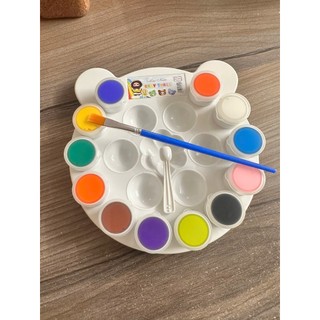 Bộ màu nước 12 màu kèm bảng pha màu và cọ vẽ - Màu vẽ cho học sinh, trẻ em, dụng cụ học tập mỹ thuật