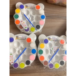 Bộ màu nước 12 màu kèm bảng pha màu và cọ vẽ - Màu vẽ cho học sinh, trẻ em, dụng cụ học tập mỹ thuật