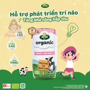 Thùng Sữa Tươi Hữu Cơ Arla Vị Dâu (Thùng 12 Hộp x 200ml)
