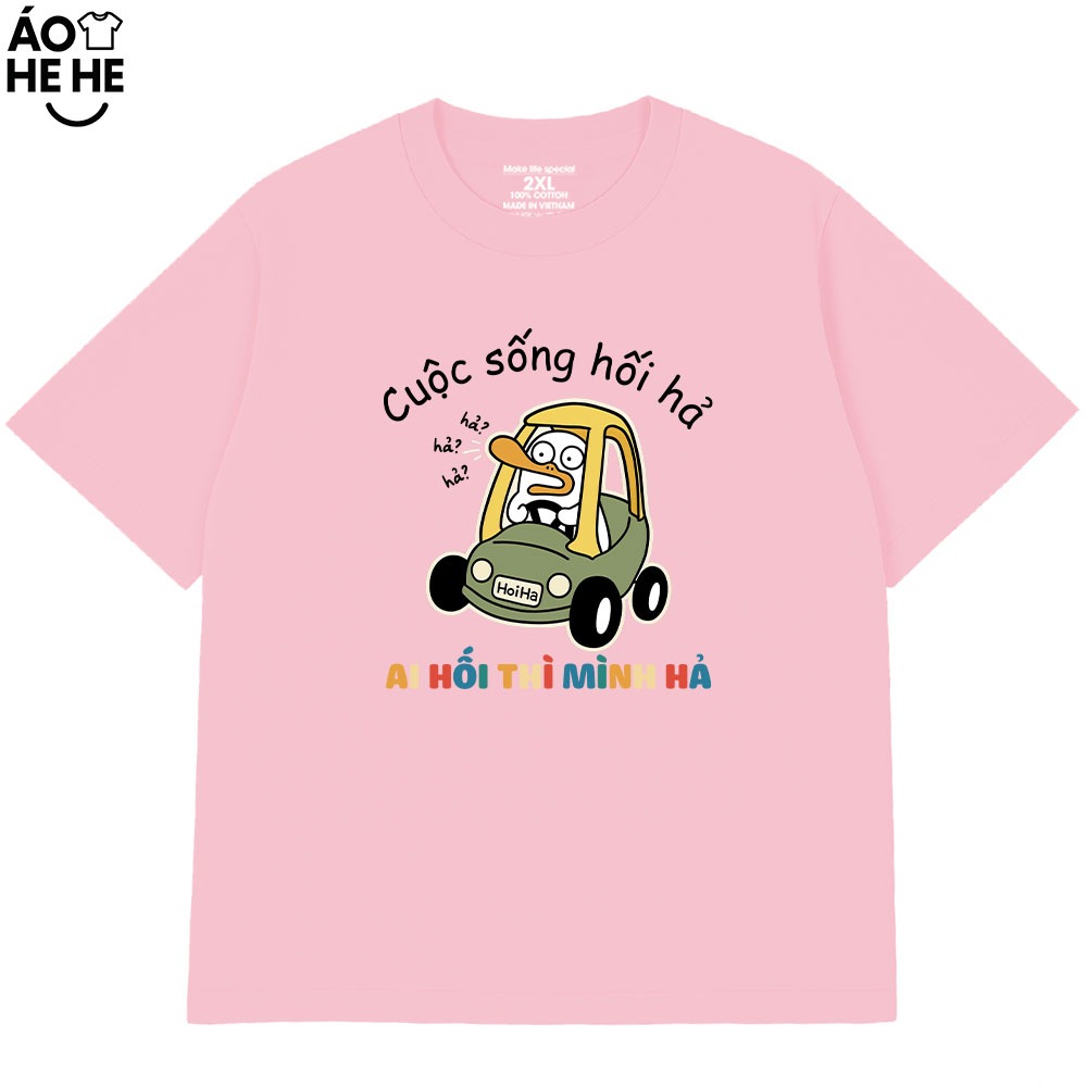 Áo Thun In Chữ Hài Hước Cuộc Sống Hối Hả, Người Ta Hối Mình Hả Câu Nói Văn Phòng Công Sở From Rộng Cotton 230gsm