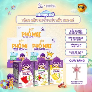 [Tặng Gặm Nướu] Combo 3 Bột Phô Mai Sữa Non Và 3 Bánh Ăn Dặm 3 Vị 30G NutriAZ Hỗ Trợ Bổ Sung Canxi, Tăng Sức Đề Kháng