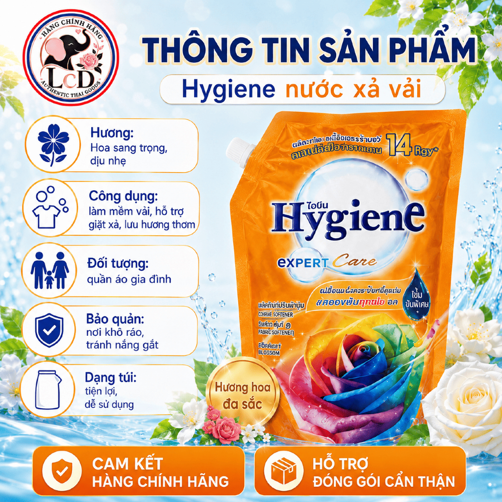 [NỘI ĐỊA THÁI] Nước Xả Hygiene Expert Care 1000ml, Lưu Hương Lâu, Làm Mềm Vải, Khử Mùi Hiệu Quả, Đủ Loại - LCD STORE