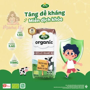 Thùng Sữa Tươi Hữu Cơ Arla Vị Socola (Thùng 12 Hộp x 200ml)