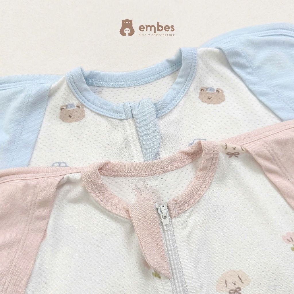Nhộng Chũn Cho Bé Sơ Sinh Embes, Túi Ngủ Chất Cotton Mềm Thông Hơi Cho Bé Sơ Sinh Từ 0-6 Tháng
