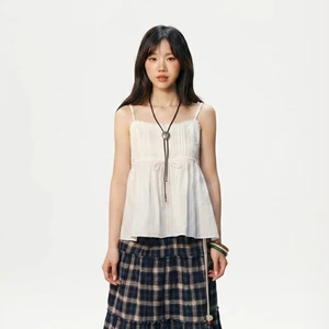 Áo Hai Dây WHO.A.U Ribbon Sleeveless Blouse Sheen_WHYAG2566B