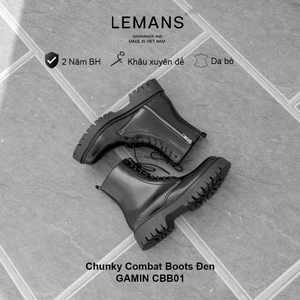 Giày da bò The Classic Chunky COMBAT Boots LEMANS - Đế Chunky cao 5cm - Khóa YKK - Bảo hành 24 tháng