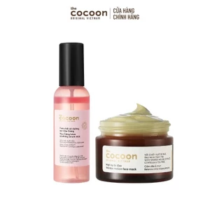 Combo Tinh chất xịt dưỡng sen Hậu Giang Cocoon 100ml + Mặt nạ bí đao 30ml