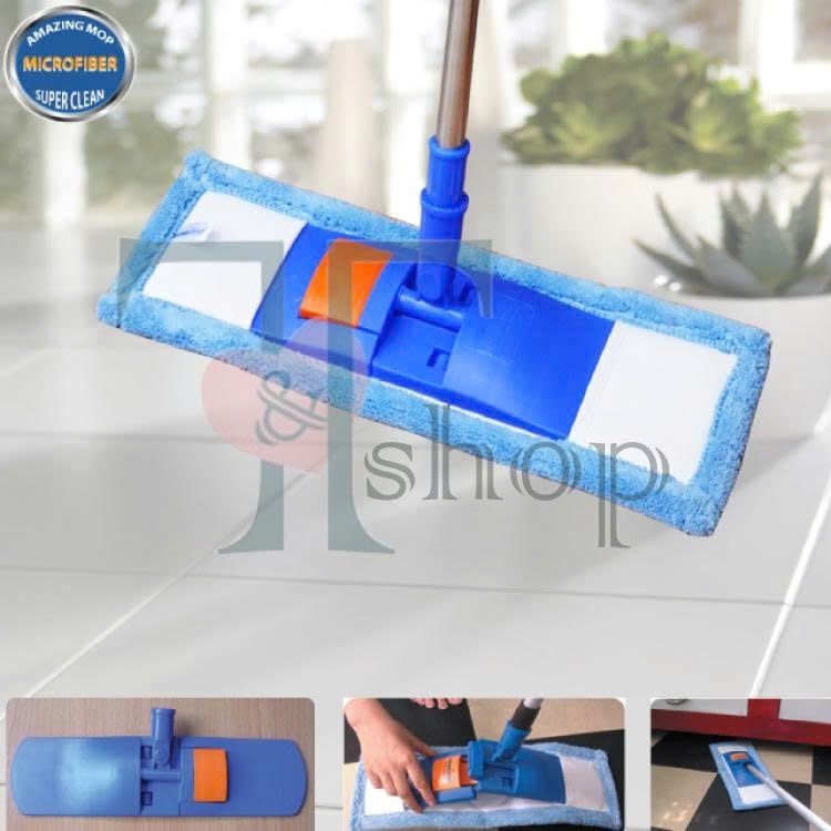 Cây Lau Nhà Inox Đế Nhựa KIỂU CÀI Tấm Lau San Hô / Xoắn / Mịn 45cm Homeinno Cán Tăng Đơ Thu Ngắn 90cm Dài Ra 1m4