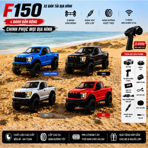 Xe bán tải RC F150 1:12 4WD 4 bánh dẫn động offroad remote 2.4GHz xe địa hình cho người lớn chơi leo núi
