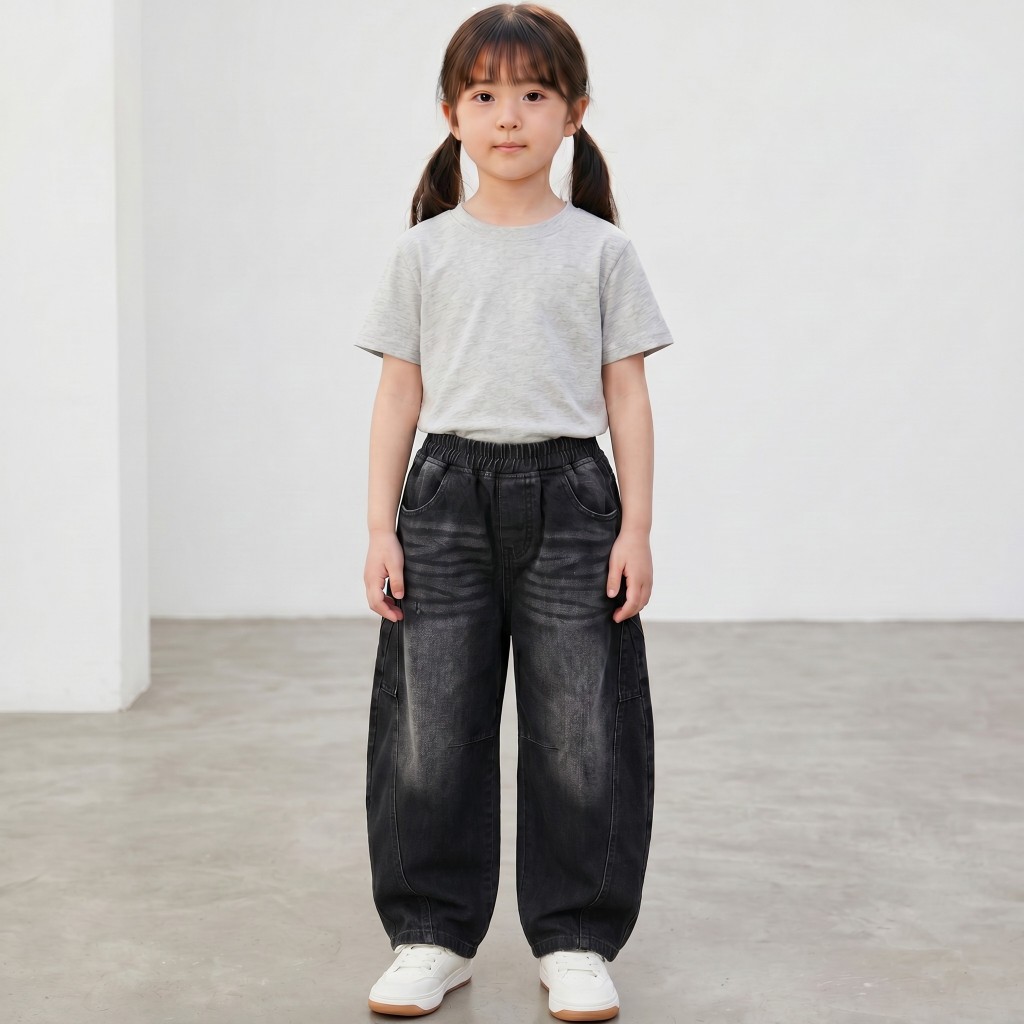 Quần Jean Ống Bí HuTi Kids - Quần Bò Ống Phồng Dáng Bom Cực Chất Cho Bé Trai Bé Gái (10-38kg)