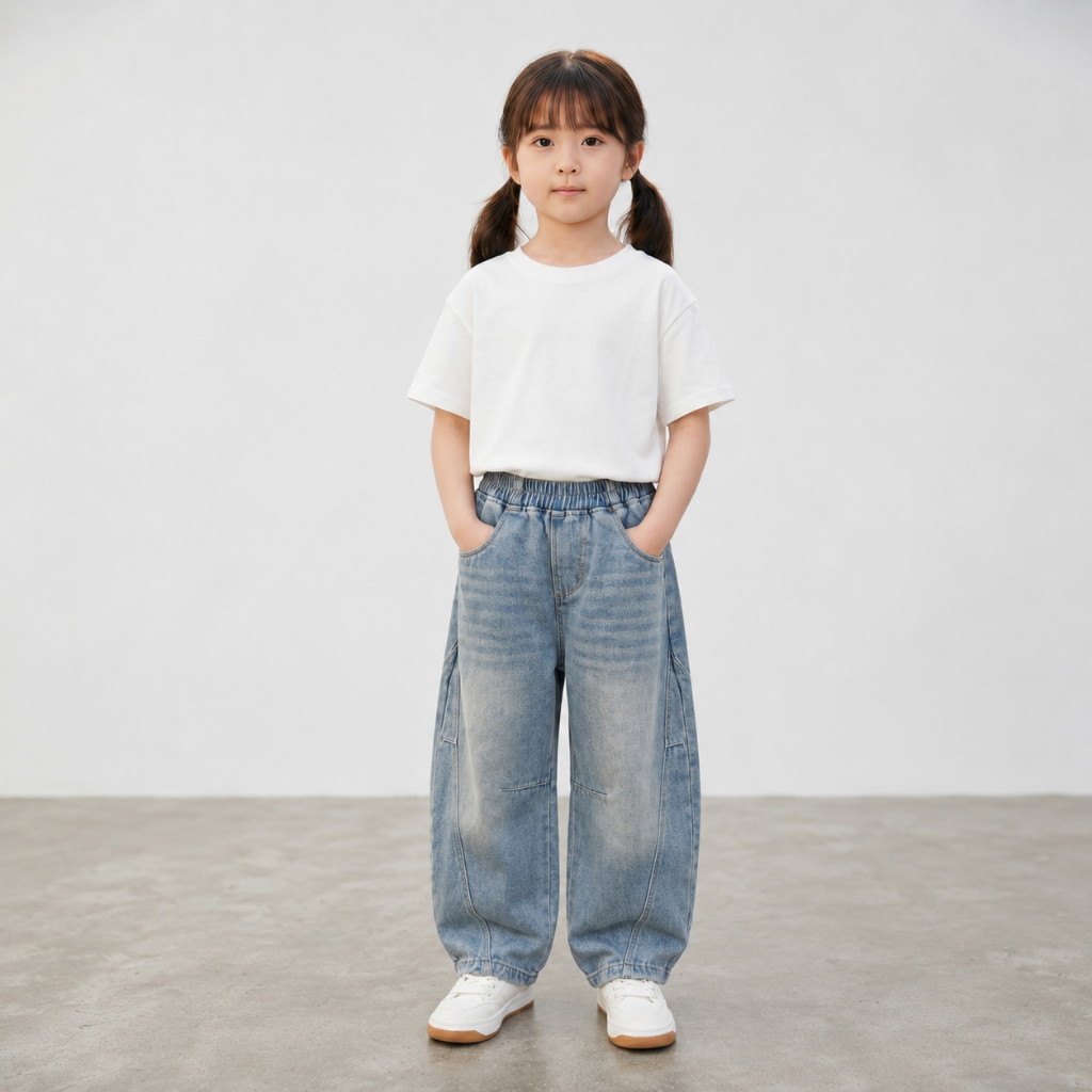Quần Jean Ống Bí HuTi Kids - Quần Bò Ống Phồng Dáng Bom Cực Chất Cho Bé Trai Bé Gái (10-38kg)