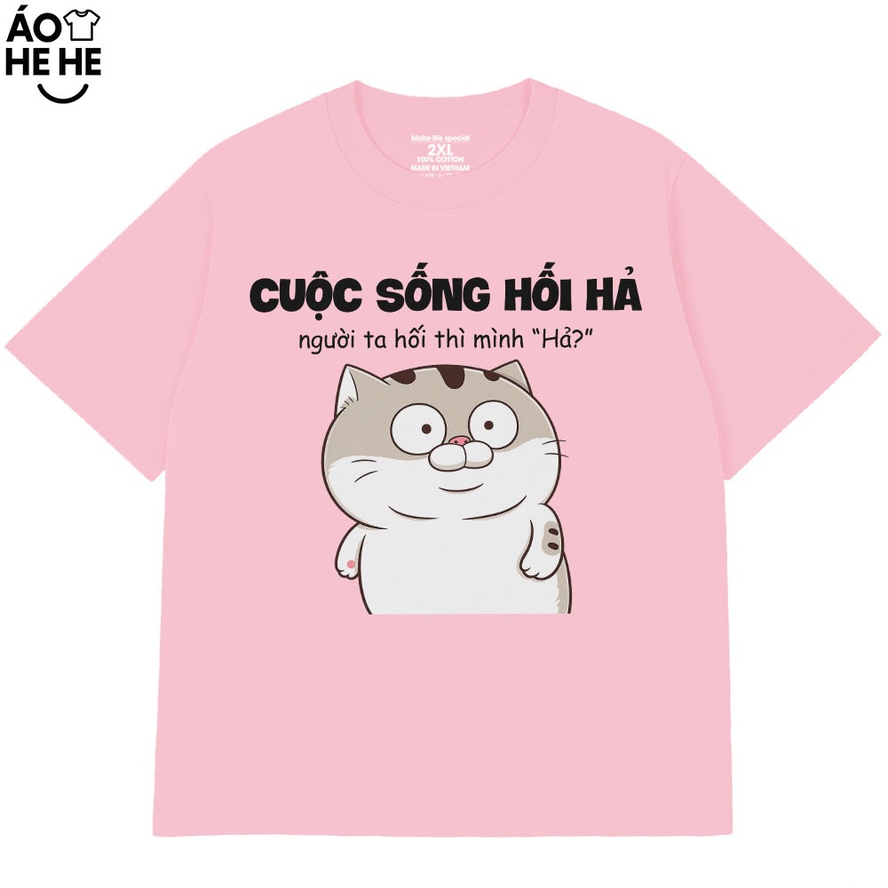 Áo Thun In Chữ Hài Hước Cuộc Sống Hối Hả, Người Ta Hối Mình Hả Câu Nói Văn Phòng Công Sở From Rộng Cotton 250gsm