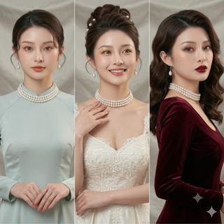 [ DAISYN ] N758 dây chuyền ngọc trai nhân tạo 3 dây hạt 8li ngọc trai nhân tạo xinh xắn