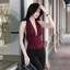 Áo Cổ Yếm Nữ BABEE Cổ V Khoét Sâu Họa Tiết Chấm Bi Xinh Xắn Hở Lưng Gợi Cảm Sang Trọng Quyến Rũ
