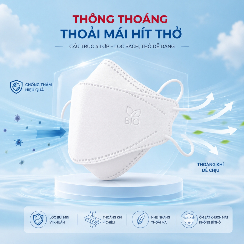 COMBO 50 CHIẾC KHẨU TRANG KF94  Mask chốnBIO bụi mịn cao cấp Hàn Quốc
