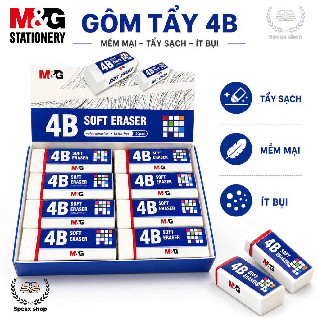 Gôm Tẩy M&G 0759 4B Màu Trắng – Cục Tẩy Lớn Cho Học Sinh, Tẩy Sạch Không Để Lại Vết, Không Làm Rách Giấy