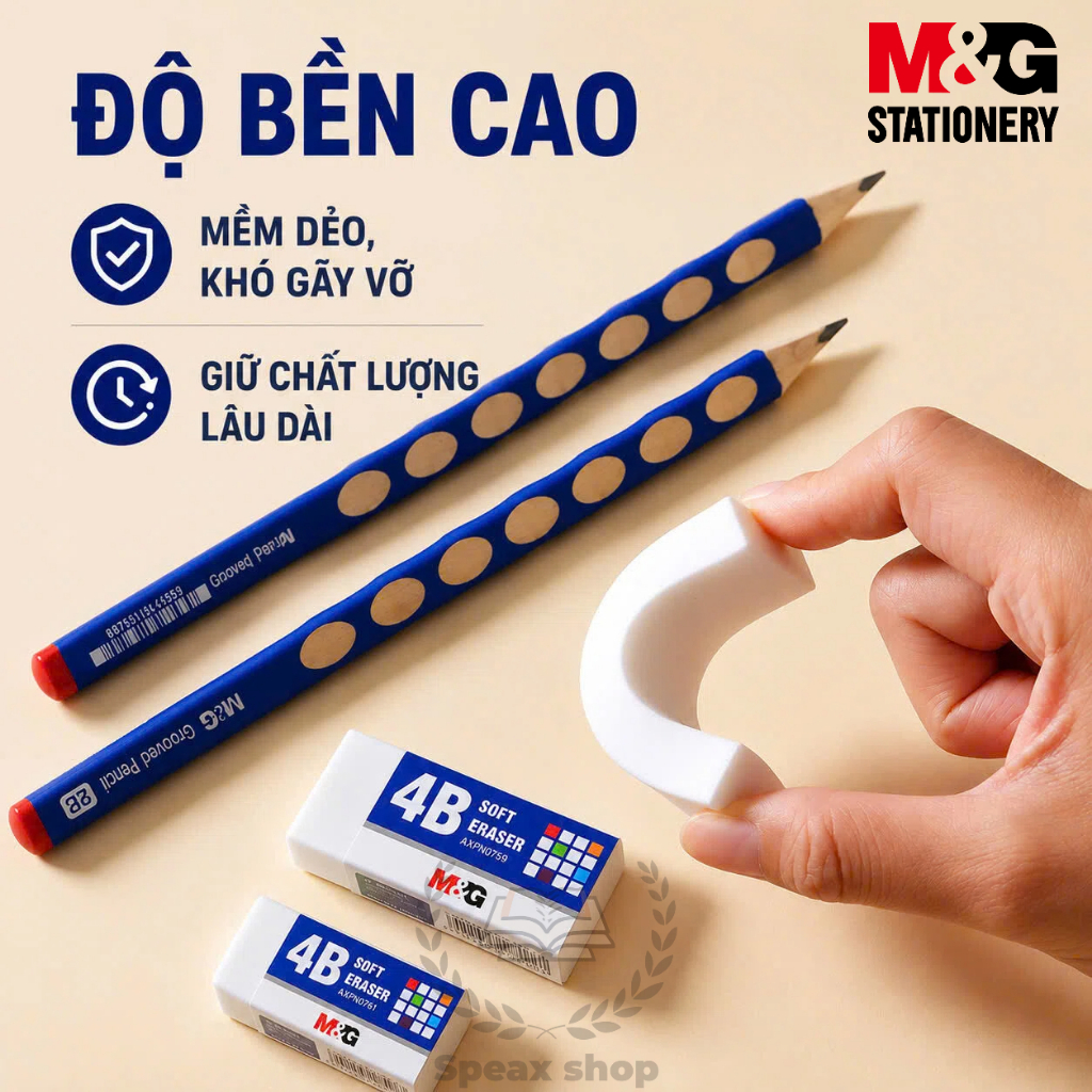 Gôm Tẩy M&G 0759 4B Màu Trắng – Cục Tẩy Lớn Cho Học Sinh, Tẩy Sạch Không Để Lại Vết, Không Làm Rách Giấy