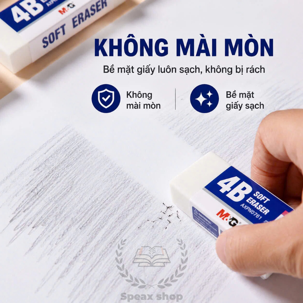 Gôm Tẩy M&G 0759 4B Màu Trắng – Cục Tẩy Lớn Cho Học Sinh, Tẩy Sạch Không Để Lại Vết, Không Làm Rách Giấy
