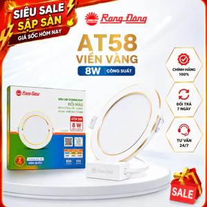Đèn led âm trần, đèn downlight Rạng Đông AT58 DM phi 90 đổi màu viền vàng hồng Rose Gold