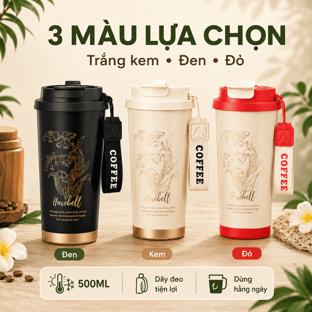 Ly Giữ Nhiệt Inox 316 500ml Có Ống Hút Và Dây Đeo｜Giữ Nóng Giữ Lạnh｜Nắp Chống Tràn
