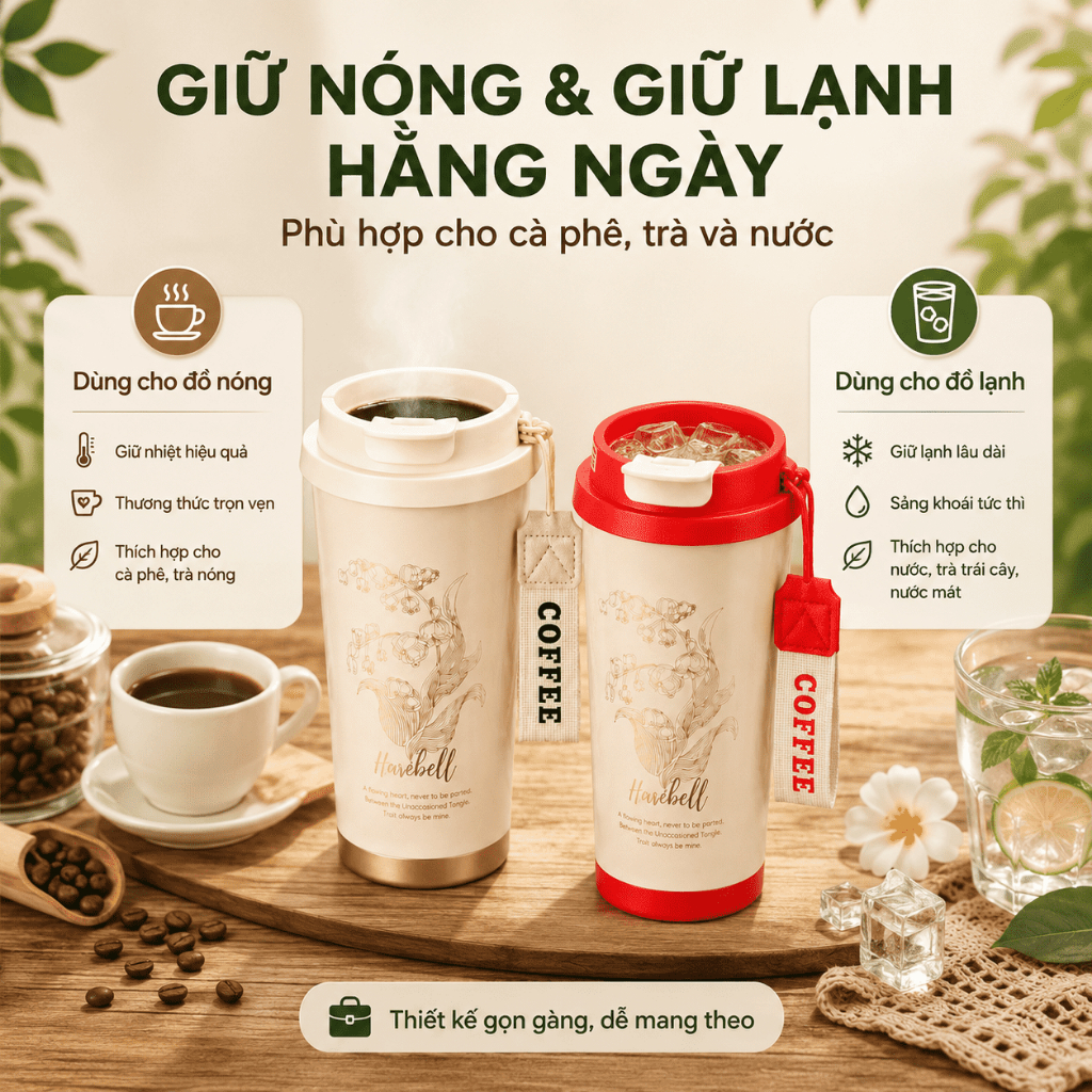 Ly Giữ Nhiệt Inox 316 500ml Có Ống Hút Và Dây Đeo｜Giữ Nóng Giữ Lạnh｜Nắp Chống Tràn