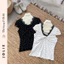 Áo Kiểu Cổ Chữ V Phối Viền Ren Chấm Bi Phom Ôm Co Giãn Cao Cấp Jolie
