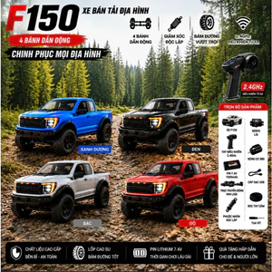 Xe điều khiển từ xa bán tải F150 tỉ lệ 1/12 4 bánh chạy pin 7.4V quà tặng bé trai 4 màu đỏ đen xanh bạc