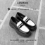 Giày nam Chunky PENNY LOAFER Black White LEMANS T12.2 - đế cao su tăng cao 5cm, Da bò, BH 12T