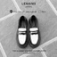 Giày nam Chunky PENNY LOAFER Black White LEMANS T12.2 - đế cao su tăng cao 5cm, Da bò, BH 12T