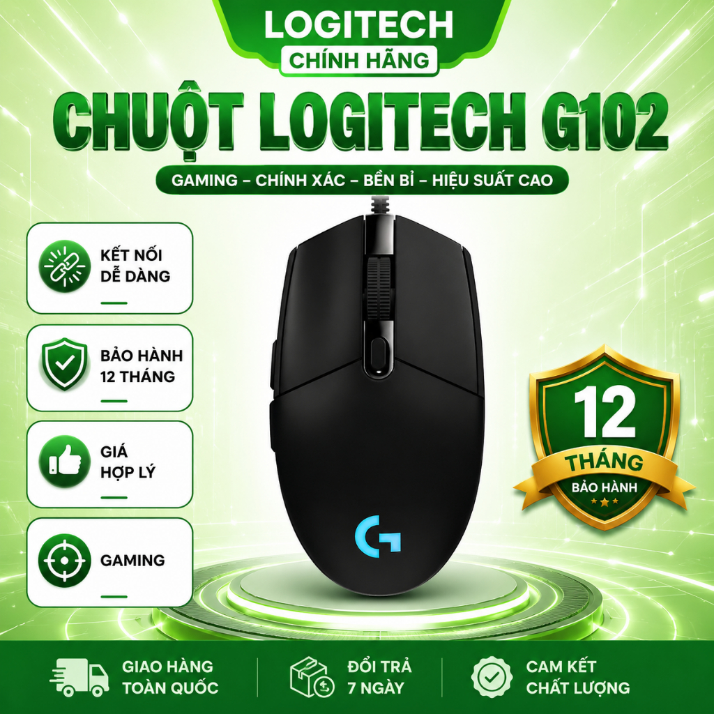 Chuột Có Dây Gaming G102 RGB LIGHTSYNC LED 8000DPI USB Chơi Game Mượt Bảo Hành 12 Tháng