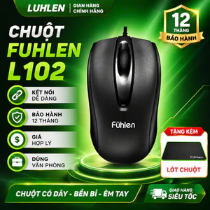 Chuột Máy Tính Fuhlen L102 Có Dây USB LED 1000 Dpi Gaming Văn Phòng Bảo Hành 12 Tháng