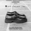 Giày nam Chunky DERBY Black khâu tay LEMANS CHK04.2 - đế cao su 5cm Da bò, Bảo hành 24 tháng