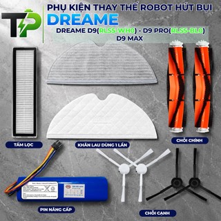 ( LOẠI 1) PHỤ KIỆN ROBOT HÚT  DREAME D9, D9 PRO, D9 MAX. KHĂN LAU, CHỔI CẠNH, CHỔI GIỮA, LỌC BỤI..