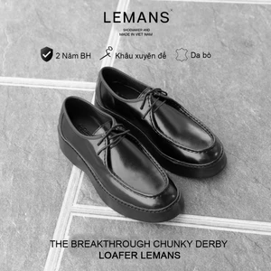 Giày da Breakthrough Chunky Derby Loafer LEMANS - BST thiết kế độc quyền, Đế cao su 6cm Da bò nguyên tấm BH 24 Tháng