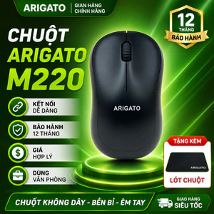 Chuột Không Dây ARIGATO M220 Silent Chính HãngDPI 1600 Chuột Văn Phòng Êm Nhạy Giá Rẻ