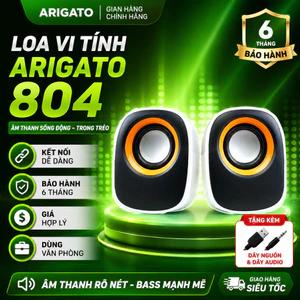 Loa Vi Tính ARIGATO 804 Âm Thanh Sống Động, Loa Nghe Nhạc Mini USB Jack 3.5mm Cho PC Laptop Điện Thoại