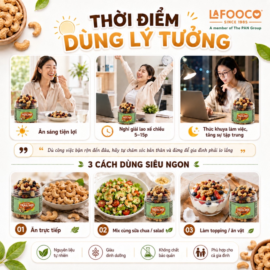 Hạt điều rang không muối/muối cao cấp các vị hộp 400g - 450g LAFOOCO
