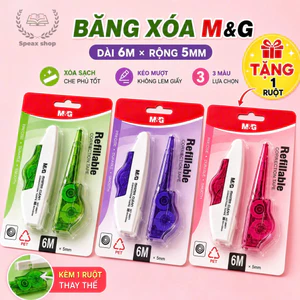 M&G Băng Xóa 56071 Có Lõi Thay Thế – Combo 1 Bút Xóa + 1 Lõi Thay Băng Xóa Học Sinh Kéo Mượt, Khô Nhanh Không Bong Tróc