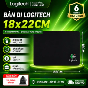 Lót Chuột Logitech 18x22cm – Size Nhỏ Gọn, Giá Rẻ, Di Chuột Mượt, Phù Hợp Văn Phòng & Gaming