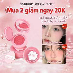 Phấn Má Hồng SIVANNA COLORS Đơn Sắc Tạo Khối Làm Sáng Da Tự Nhiên Kèm Mút Trang Điểm HF747