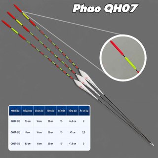 Phao Câu Đài QH07 Tăm Khế – Phao Câu Chép Trắm Trắng Nhạy, 3 Đốt Tăm Tăng Cường Nhìn Xa Rõ Ràng (Ăn Chì 2g/2.5g/3g)