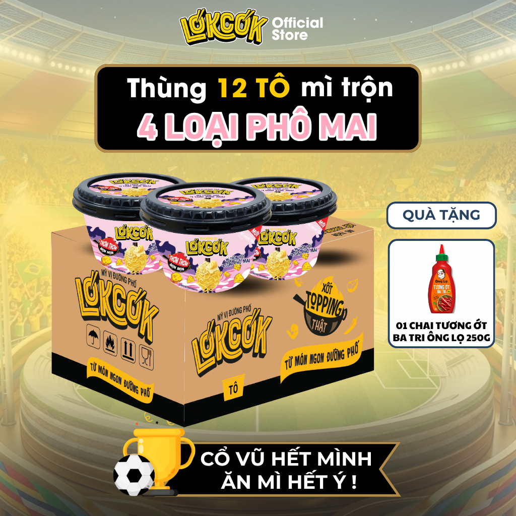 [Chính Hãng] Thùng 12 Tô Mì Trộn Xốt Hương Vị 4 Loại Phô Mai LOKCOK 12 Tô x 101G